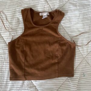 suede tan crop top